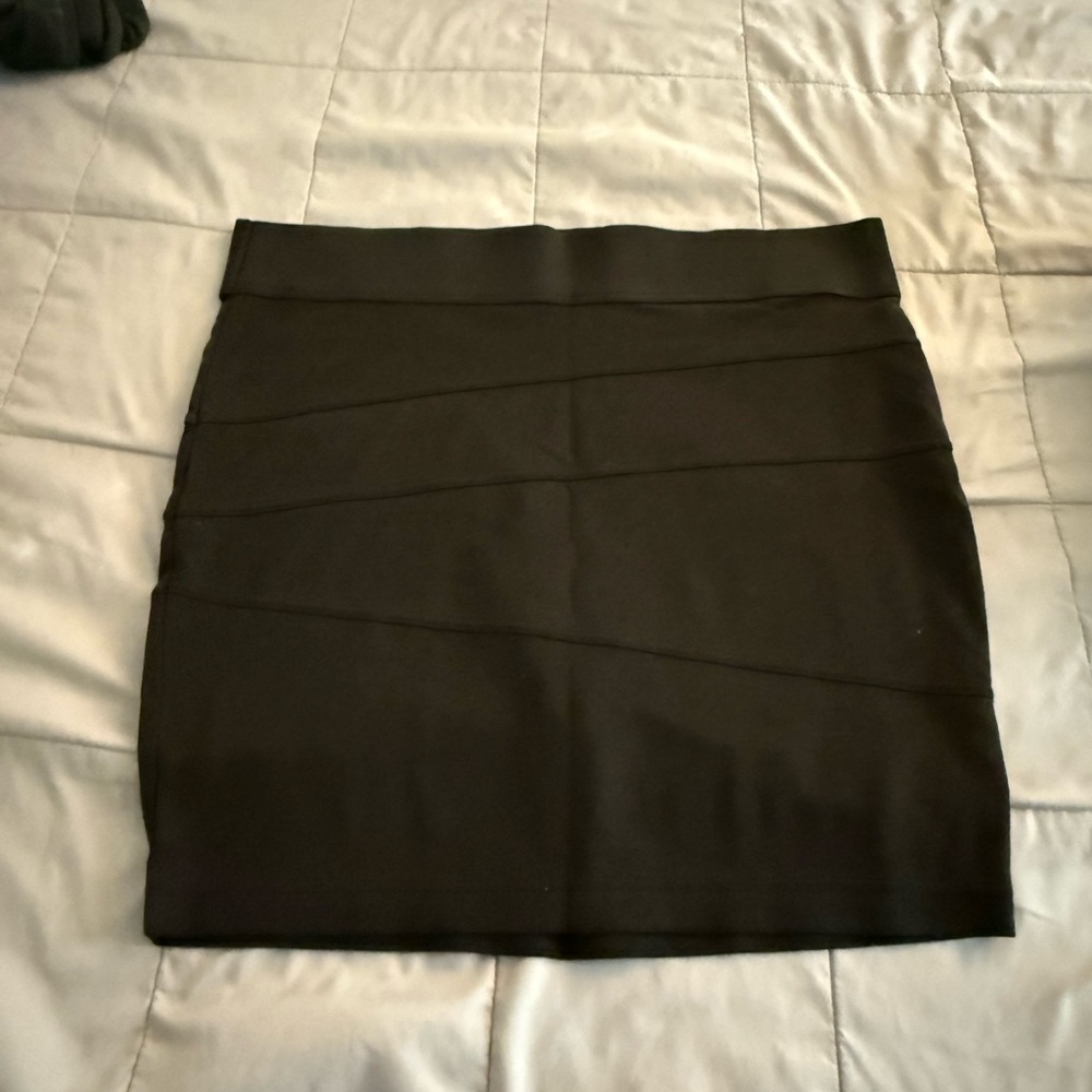 Stooshy Black Asymmetrical Pencil Mini Skirt